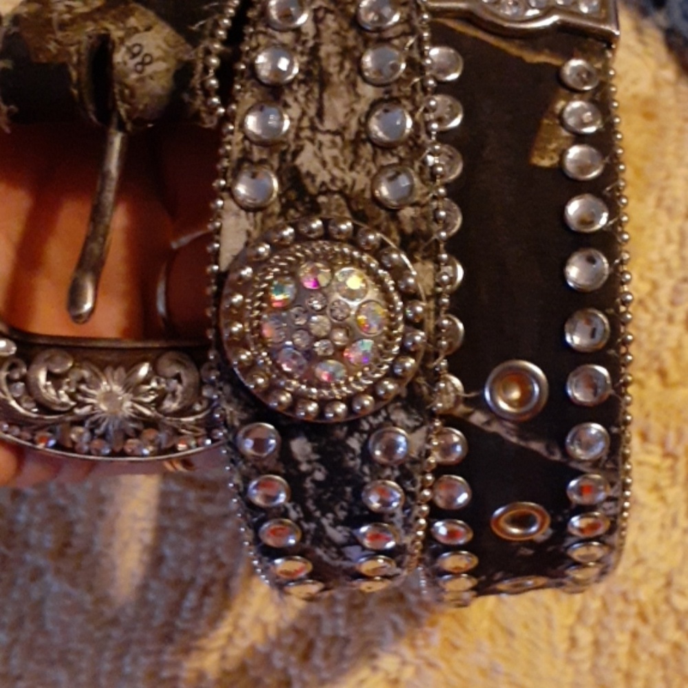 Blacin roxx leather  bling belt.